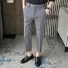 Men's Suits Pantalon Homme 36-28 Summer Ankle Length Slim Fit Business Men Clothes Suit Pants Simple All Match Formal Wear Straight Trousers