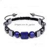 Frisado Quadrado Pedra Natural Strand Pulseira Corda Ajustável Trançado Ametista Lapis Rhodolite Pulseiras Pulseira Para Homens Mulheres Fas Dha9R