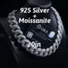 نقي 925 مجوهرات فضية 22 مم سلسلة الهيب هوب بيع ميامي كوبية سلسلة VVS Moissanite Zircon قلادة مخصصة