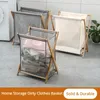Cesta de roupas sujas cesta de armazenamento dobrável cesta de armazenamento de roupas domésticas de bambu de madeira banheiro cesta de roupas sujas lavanderia 240119