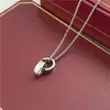 2024 collana da donna per donna amore gioielli in oro a sospensione dual anello in acciaio inossidabile gelleria anelli ovali ad interblocco collane a catena clavicolare designerq1