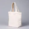 Förvaringspåsar 100st 23 21 10 cm Pure White Portable Picnic Bag Blank Plain Cotton Canvas Pouch Lunch Container SN4577