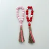 Figurines décoratives pour activités de la saint-valentin, décoration à cordes, ornements suspendus, perles en bois