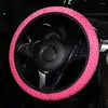 Steering Wheel Covers Universal 37-39cm Pink Cover Car Accessories Interior Parts Warm Plush For Winter Anti-slip