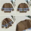 Pull enfant en bas âge bébé filles tricot cardigan mignon rayé imprimé boutonné pull vêtements d'extérieur pour enfants hauts vêtements d'hiver pour enfants 240124 Dhupg