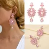 Dangle Earrings Romantic Fashion Pink Series For Women Elegant Luxury Petals Geometric Crystal Statement Jewelry Accessories