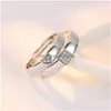 Cluster Ringen Paar Vierkant Hart Diamant Kristal Sier Te Openen Verstelbare Verlovingsring Voor Vrouwen Mannen Mode-sieraden Drop Dhgub