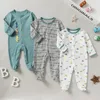 3-Pack hiver enfant en bas âge bébé garçons filles à manches longues coton enveloppé pied escalade Onesie barboteuse vêtements tenues pour 0-12 mois 240118