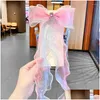 Hårtillbehör Colorf Chiffon Bow Pins For Girls Sweet Ribbon Hairpins Children Sweet Clips Women mode Drop Delivery Baby Kids Mat Otiwt