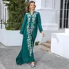 Etnische kleding Abaya voor dames Mode Dubai O-hals Arabische Veelzijdige gewaad Lange mouwen Jurk Borduren Moslim Ramadan Gurban