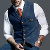 Hommes gilets Tweed costume affaires pour hommes gilet gilet Groomman mariage Brwon noir gris veste 240125