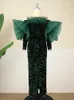 Casual Dresses Women's Green Dress Formal Off Shoulder Sequin Velvet Long Fall Winter Elegant Sparkly Birthday Party Cocktail Even Gown