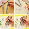 Stylos à bille en gros 40 pcs papeterie créative sud-coréenne belle mti-couleur stylo à bille tige mtifonctionnelle presse encre couleur O Ots0X