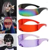 Utomhusglasögon futuristiska smala cyklops visir solglasögon laser glasögon uv400 personlighet speglade linsdräkt glasögon