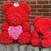 40 cm Rose Bears Flores artificiales Teddy Crown para mujeres San Valentín Boda Navidad Decoración del hogar Regalos de cumpleaños 240122