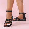 Sandales d'été pour femmes, motif Simple, couleur unie, fond épais, plat, confortable, antidérapant, fermeture éclair en caoutchouc