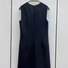 Robes décontractées Miu Style Robe noire Perlée Fleur Slim Fit Débardeur sans manches Occasion formelle A-ligne Été