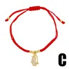 Link Bracelets Simple Zircon Poodle For Women Girls Mini Gold Plated Red Adjustable Rope Cute Animal Jewelry Gifts Brtm15