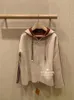 Cappotto da donna autunno e inverno loro Cardigan con cerniera e cappuccio a maniche lunghe a righe in tinta beige piana