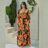 Etniska kläder Jalabiya Caftan 2024 Fashion Print Abaya Muslim Long Maxi Dress Turkiet Dubai Arabic Kaftan Islam Eid Party Gown Marocko Marocko