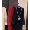 Casual Dresses Women Solid Split Year Shirt Unique Beautiful Knitted Dress Early Spring Sweater Long Robe Female Clothing