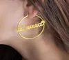 3070 MM Big Hoop Earrings For Women Personalized Name Custom Jewelry Stainless Steel Rose Gold Earings Fashion8117432