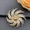 Kolczyki stadninowe Vintage Spinning Snowflake Słoneflower Brooch