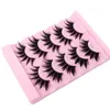 Falsche Wimpern, 5 Paar, thailändisch, nass, 3D-Faux-Nerz, handgefertigt, lange, flauschige Wimpern, dicke Wimpernverlängerung, Augen-Make-up-Tools