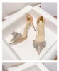 Puntige teen Rhinestone 402 Butterfl-knoop wpmens transparante sexy pumps bruiloft hoge hakken lente zomerschoenen 240125 414 606