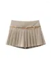 Gonne Primavera Estate Donna Moda A pieghe A-Line Nero Mini Donna 2024 Pantaloncini cachi larghi casual con cintura