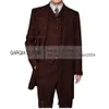 3 pièces costumes pour hommes formel simple boutonnage coupe ajustée à chevrons Tweed laine moyen Long Style garçons d'honneur blazer gilet pantalon 240122