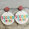 Dangle Earrings Selling Ins Color Letters Semester Grade Cute Student Teacher Wooden Steel Pin For Women Girl Wholesale