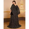 Plus Size V-Ausschnitt glänzendes langes Abendkleid mit unregelmäßigen Ärmeln 5XL6XL Big Size glänzendes Luxus-Schwarzes Hochzeitsbankett-Abschlussball-Abendkleid 240202