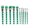 ISMINE 10 PCS新しい安いファッショナブルなメイクアップブラシ緑色の竹の形をしたメイクアップブラシ化粧品ブラシツールセットKIT7766808