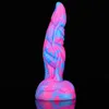 Godes Dongs Animal enflammé couleur mixte Gel de silice liquide Super grand Simulation pénis femme amusant produits pour adultes