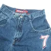 JNCO Jeans Y2K Mens Hip Hop Dice Gráfico Bordado Baggy Jeans Retro Azul Calças Harajuku Gótico Cintura Alta Calças Largas 240123