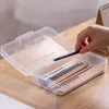 Boîte à crayons transparente de grande capacité avec couvercle étanche, organisateur de rangement de papeterie scolaire