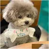 Coleiras de cachorro trelas bonito urso pet arnês para cães pequenos maltese teddy bichon ins coreia colete trela conjunto com acessórios de borda de renda drop otzgy