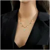 Pendentif Colliers 14K Or Jaune Vert Pierre Cristal Collier Pour Femmes Bohème Ethnique Chaîne Chaîne Bijoux De Fête Cadeau Drop Livraison Otkwh