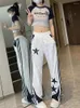 Pantalon Femme Houzhou Y2K Pantalon de survêtement Femmes Streetwear Star Print Gris Jogger Casual Pantalon rayé Harajuku Vintage Black Sports