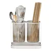 Kök Storage Knife Spoon Holder Multi-Function redskap 2 Clear Cups Organizer Tool Drainer Box Rack