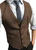 Gilet de costume formel pour hommes, col en V, en Tweed à chevrons, pour robe d'affaires, pour mariage, 240125