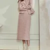 Womens Autumn/winter Small Fragrance Short Tweed Suit Skirt Set Retro Solid Color Round Neck Woolen Coat Skirt Two-piece Set 240129