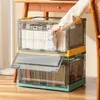 1pc Foldable Storage Trunk Open Box Transparent Home Wardrobe Clothes Organizer Large Capacity Clear Plastic 240124