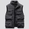 Hommes Gilet Manteau D'hiver Veste Sans Manches Gilet Épais Chaud Polaire Vêtements De Travail Tops Cargo Gilet Coupe-Vent Mode Grande Taille 6XL 240202