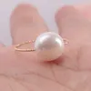 Kolczyki Dangle 1pcs 11-12 mm biały barokowy Pearl 18K pierścień kontraktowy Styl Moda Luksusowy ślub Mesmeryzujący naturalny elegancki ręcznie robiony ręcznie