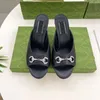 Women Slide Sandal 8 Cm Crystal High Slippers Slipper Mules Summer Patent Leather Fashion Sandals Peep Toe Sexy Beach Shoes Luxury Heel Flip Letter