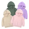 Spädbarns tröja baby barn pojkar flickor klädrock småbarn huva solid vanlig hoodie toppar jacka för barn 240125