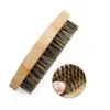 Boar Brestle Hair Beard Brush Hard Round Wood Handle Anti-Static Boar Comb Frisörverktyg för män Skägg Anpassningsbar FY3848 02