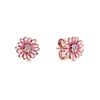 Boucles d'oreilles créoles classiques en argent Sterling 925, or Rose, Collection marguerite, mode pour femmes, Style polyvalent, bijoux exquis